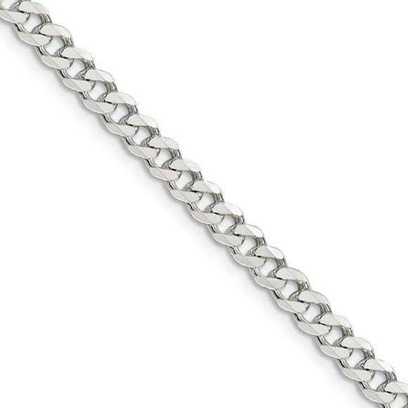 4.5mm Sterling Silver Solid Classic Curb Chain Necklace, 36 Inch - Picture 1 of 7